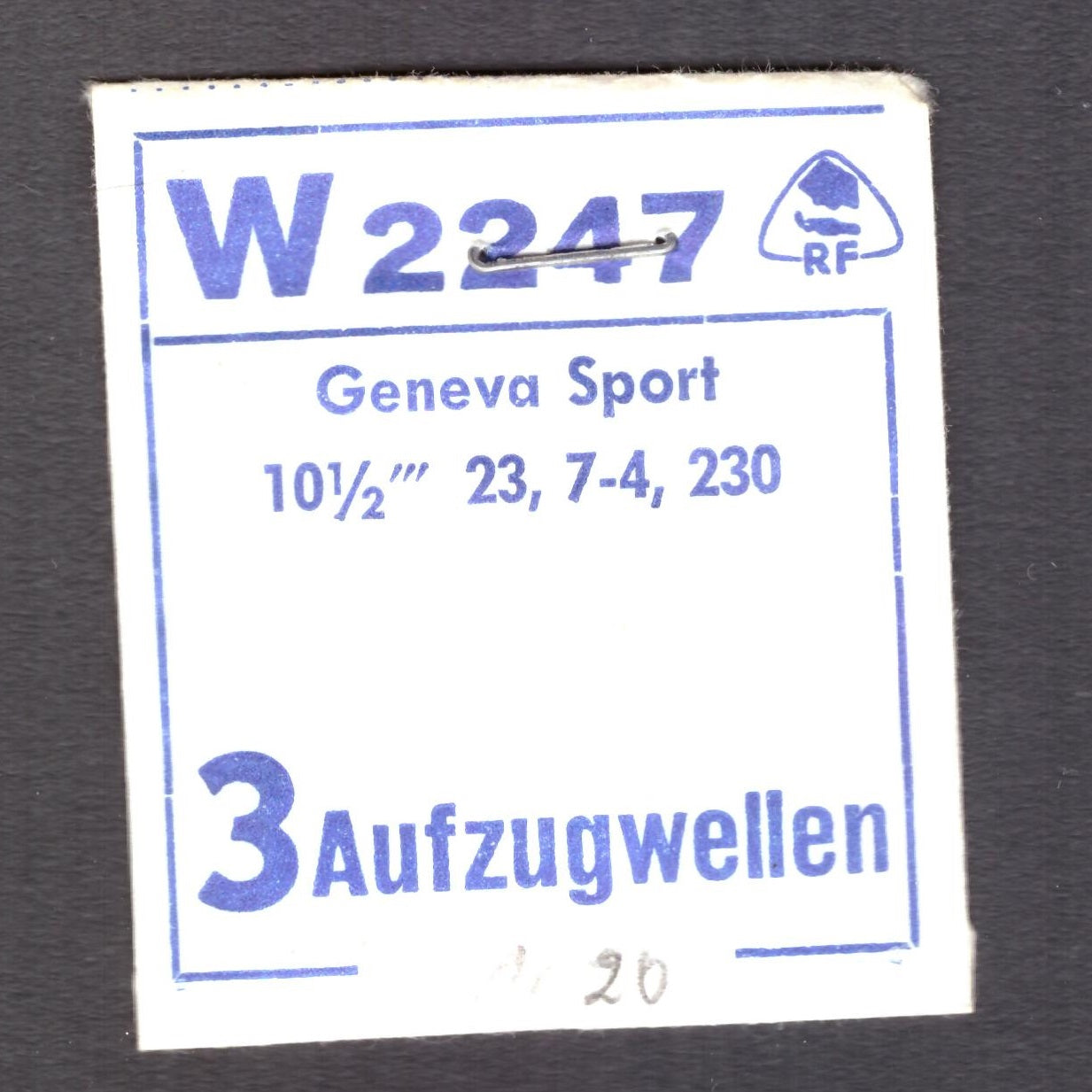 GSW Geneva Sport Watch - Cal. 230 = ident. Cal. 23, Cal. 7-4 - Part. 401 - Aufzugwelle / Windig Stem - NOS - Vintage