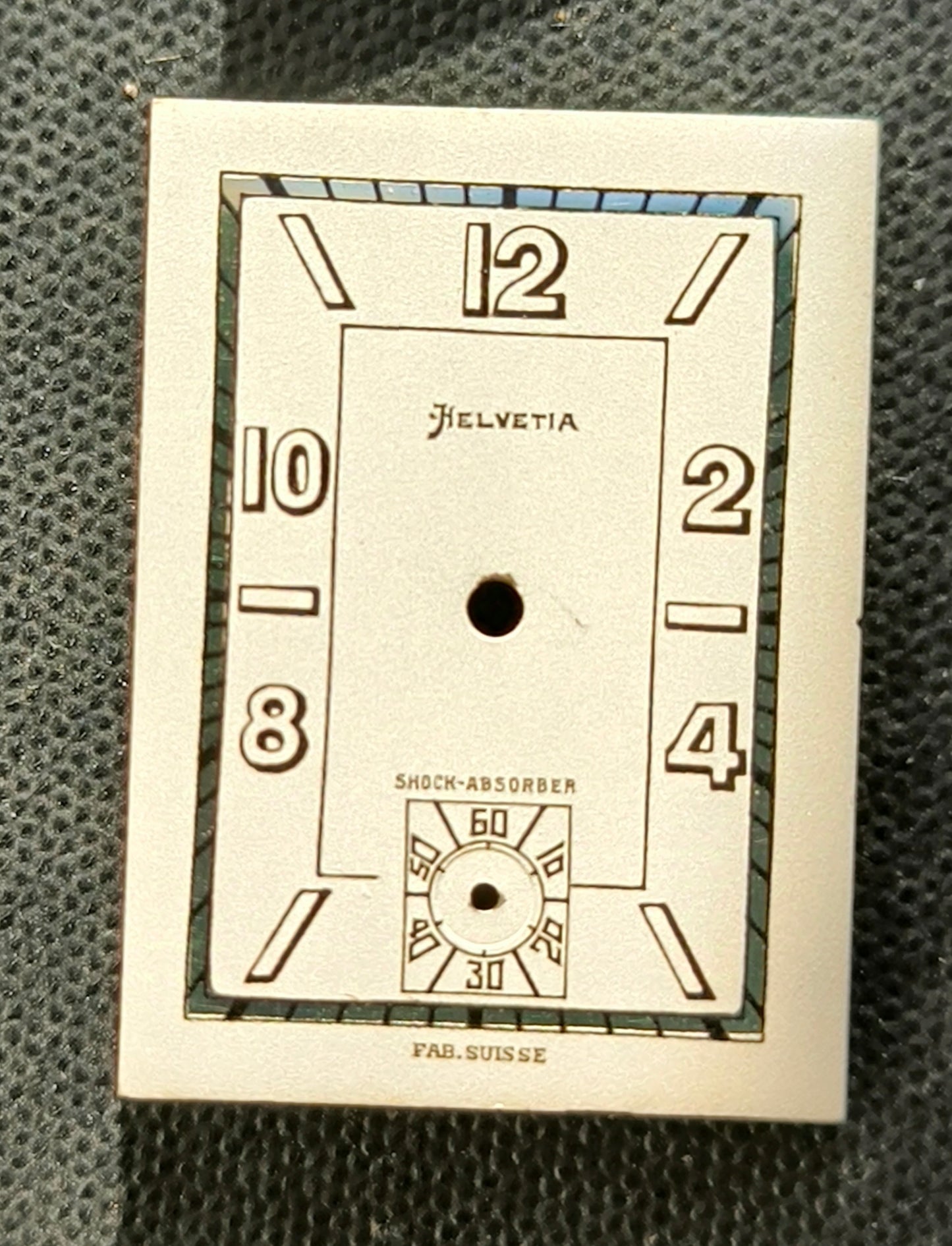 Helvetia - NOS - Art Deco Zifferblatt - L = 27,0mm X B = 19,6mm - für Helvetia Cal. 75 - 1930er Jahre