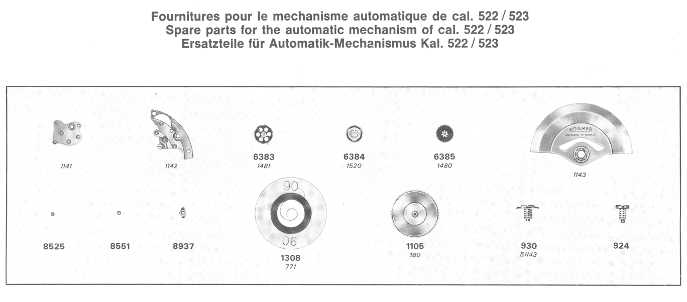 MST - ROAMER - Medana - Cal. 522 = ident. Cal. 523 - Kupplungsrad / Coupling Clutch - NOS - Vintage - Nr. 1520