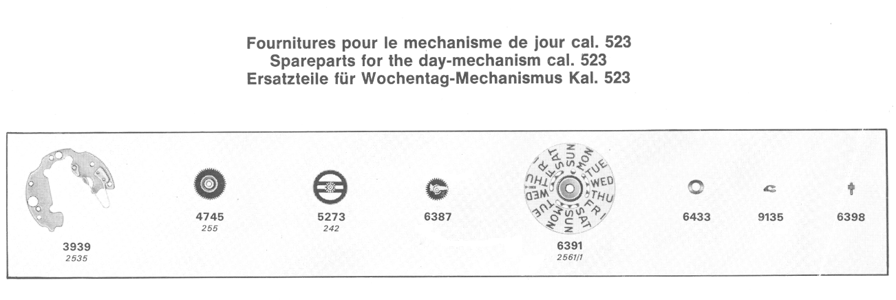 MST - ROAMER - Medana - Cal. 523 - Kalenderrad / Calendar Wheel - NOS - Vintage - Nr. 6387