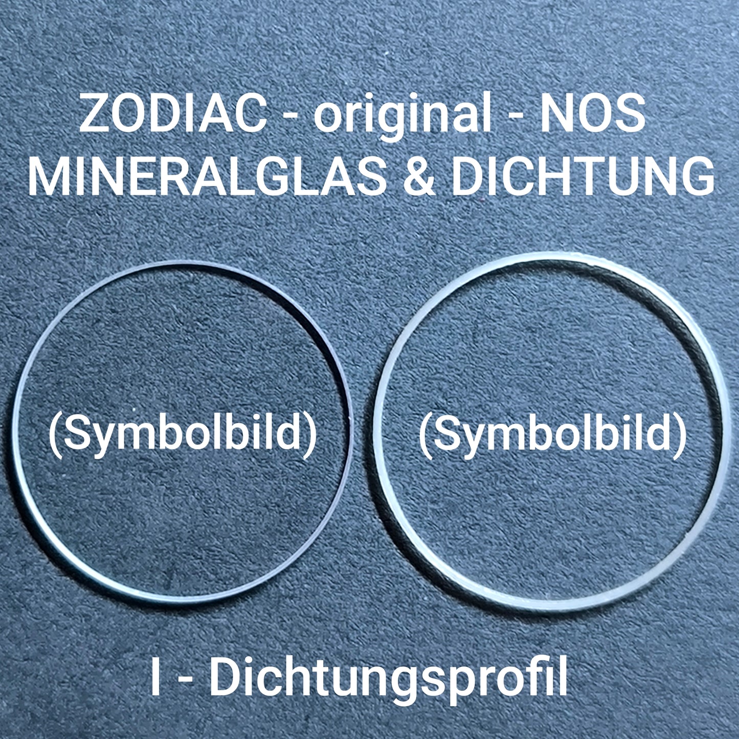 ZODIAC - orig. NOS Mineral Uhrglas mit I-Dichtung - Vintage - Ref. 1394-686