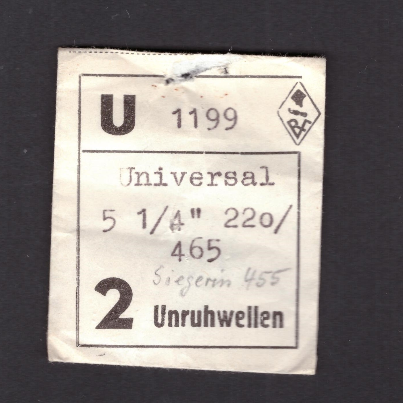 Universal - Cal. 220 = ident. Cal. 465 - Part. 723 - Unruhwelle / Balance Staff - NOS - Vintage