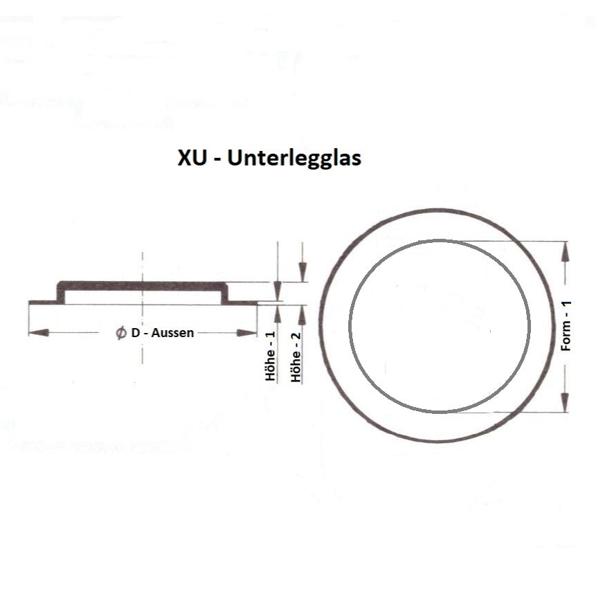 U - Unterlegglas Kunststoff - NOS - Vintage - Durchmesser 210 x 194