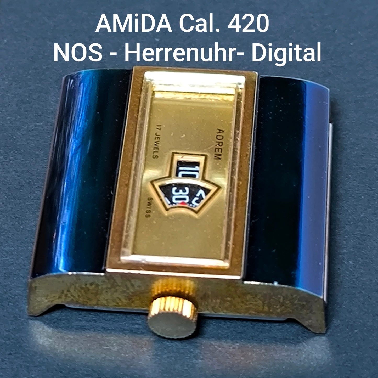 Amida Digital - NOS - Herrenuhr - Uhrwerk Cal. 420 - Vintage