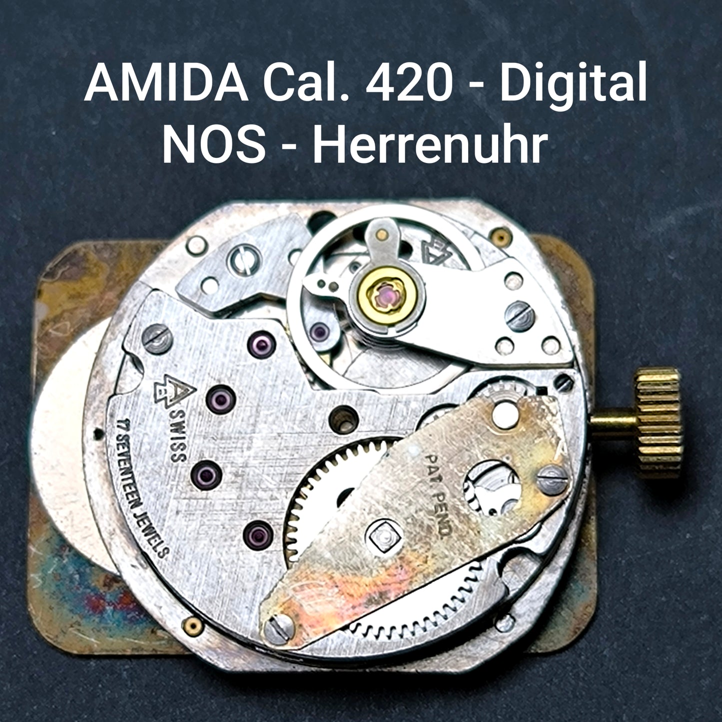 Amida Digital - NOS - Herrenuhr - Uhrwerk Cal. 420 - Vintage
