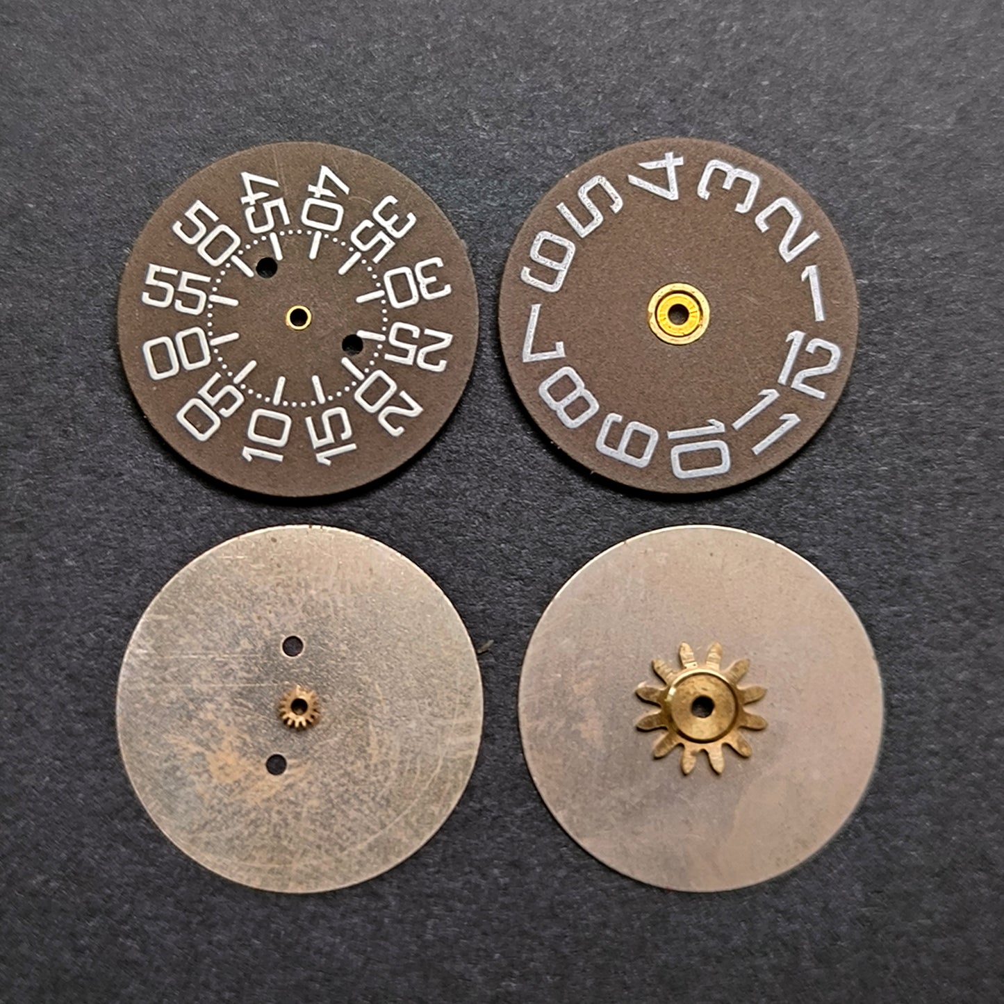 Amida Digital - Minutenscheibe & Stundenscheibe - NOS - AMIDA Cal. 420, 425, 435, 4350 ... - Dunkelbraun & Weiß
