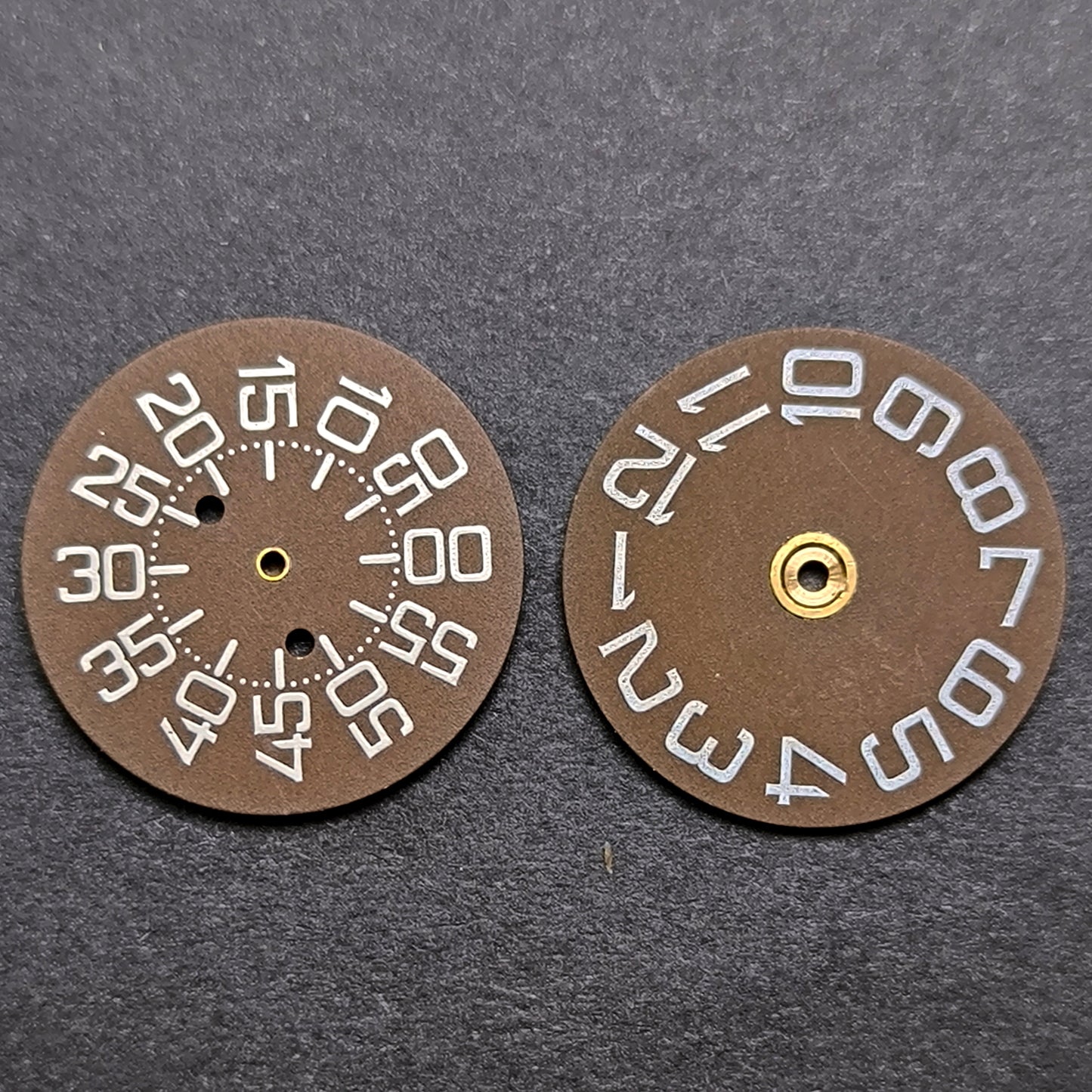Amida Digital - Minutenscheibe & Stundenscheibe - NOS - AMIDA Cal. 420, 425, 435, 4350 ... - Dunkelbraun & Weiß