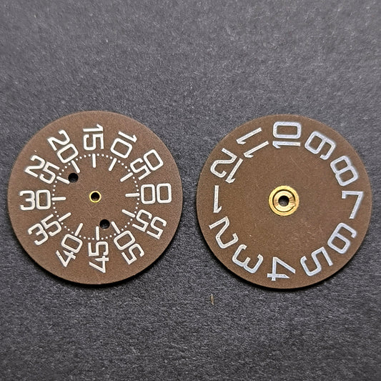 Amida Digital - Minutenscheibe & Stundenscheibe - NOS - AMIDA Cal. 420, 425, 435, 4350 ... - Dunkelbraun & Weiß
