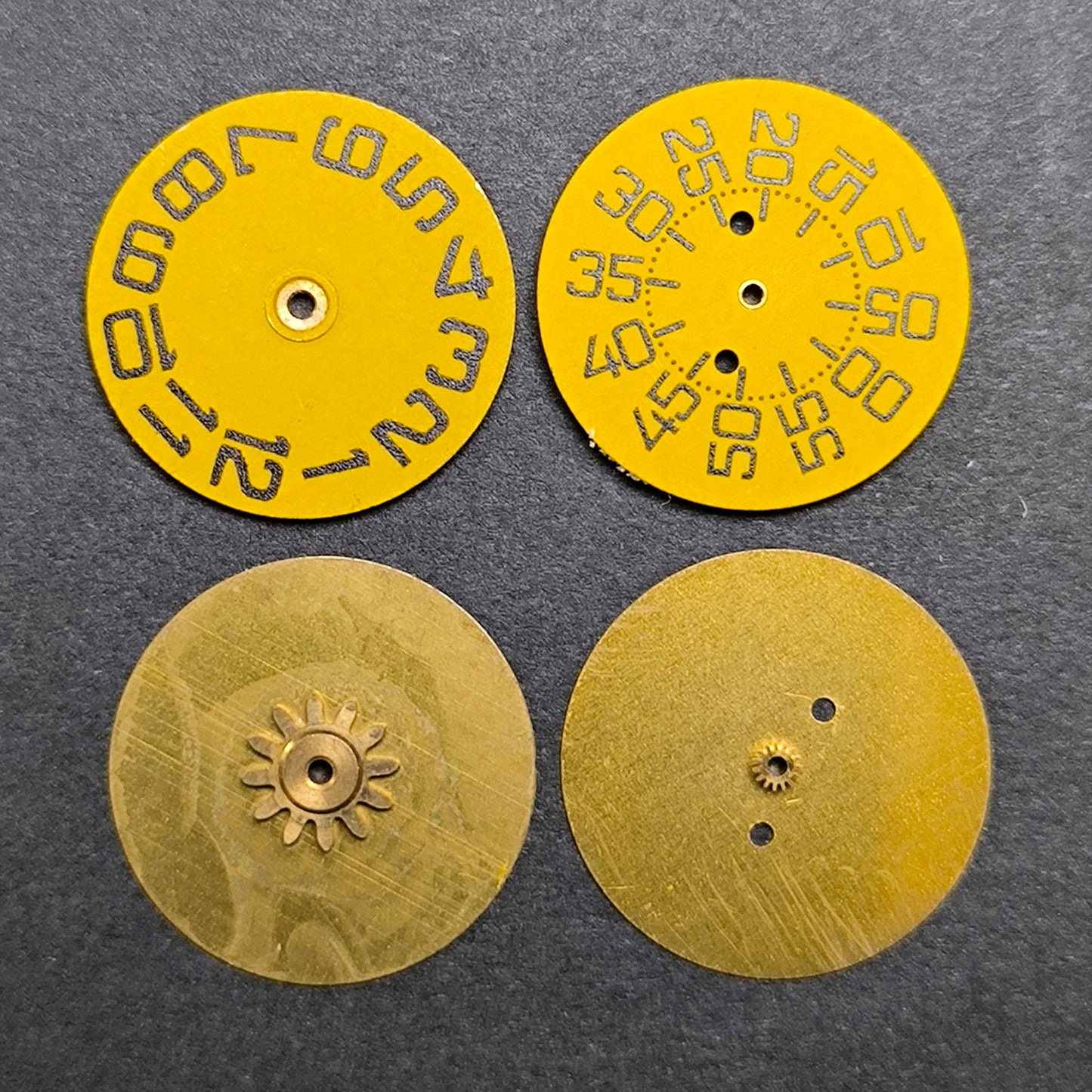 Amida Digital - Minutenscheibe & Stundenscheibe - NOS - AMIDA Cal. 420, 425, 435, 4350 ... - Gelb & Schwarz