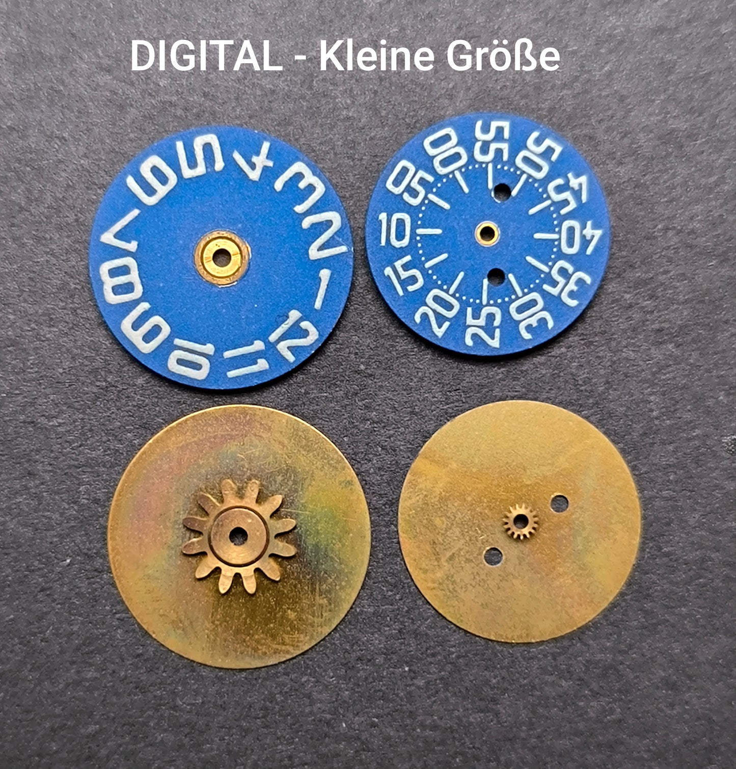 Amida Digital - Minutenscheibe & Stundenscheibe - kleine Variante - NOS - AMIDA Cal. 420, 425, 435, 4350 ... - Blau & Weiß
