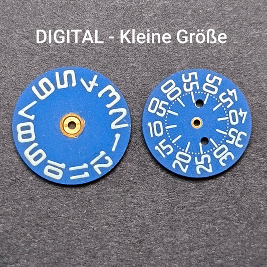 Amida Digital - Minutenscheibe & Stundenscheibe - kleine Variante - NOS - AMIDA Cal. 420, 425, 435, 4350 ... - Blau & Weiß