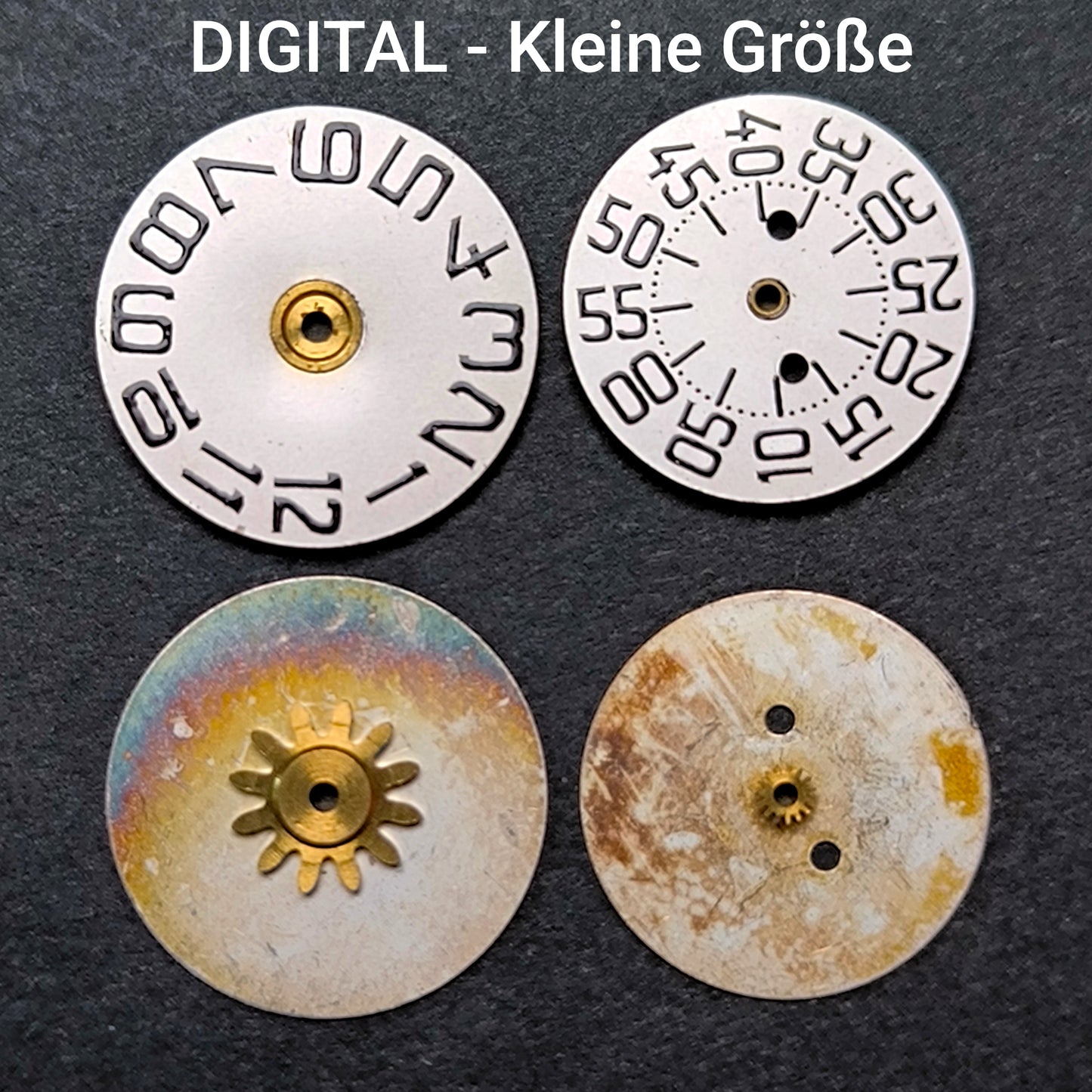 Amida Digital - Minutenscheibe & Stundenscheibe - kleine Variante - NOS - AMIDA Cal. 420, 425, 435, 4350 ... - Silber & Schwarz