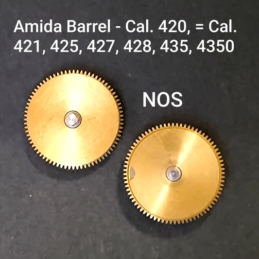 Amida Federhaus / Barrel - NOS - AMIDA Cal. 420 = ident. Cal. 421, 425, 427, 428, 435, 4350 - Part. Nr. 180 komplett (Kopie)