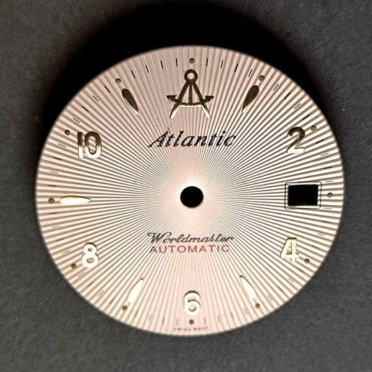 Atlantik Worldmaster Automatic - NOS - Zifferblatt - Silbern/Schwarz/Rot/Sonnenrelief - D = 28,0mm - Eta Cal. 2824-2