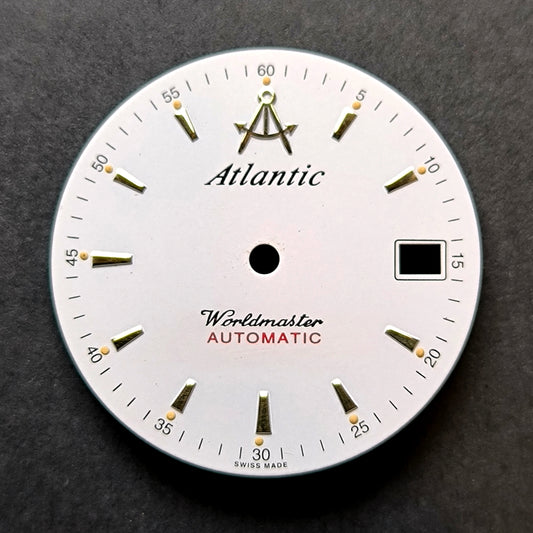 Atlantik Worldmaster Automatic - NOS - Zifferblatt - Weiss/Schwarz/Rot - D = 28,0mm - Eta Cal. 2824-2