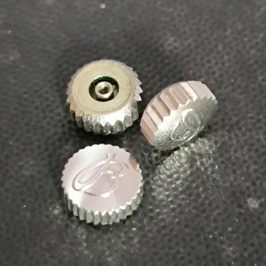 Breitling Krone - NOS - in Stahl - Durchmesser 6,7mm - mit großen Logo "B"