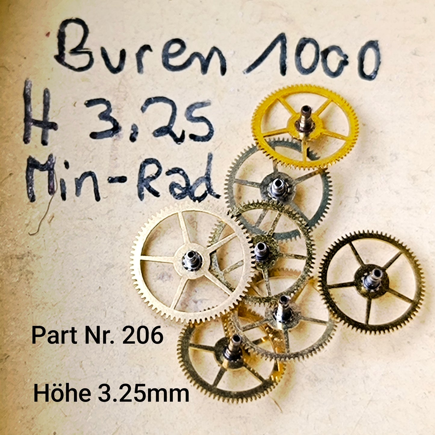 Buren NOS - Cal. 1000 - 1001 - 1002 - 1003 - Part. 206 - Gesamthöhe / Total height = 3,25mm - Minutenrad - Center Wheel