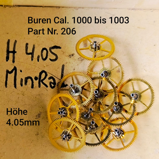 Buren NOS - Cal. 1000 - 1001 - 1002 - 1003 - Part. 206 - Gesamthöhe / Total height = 4,05mm - Minutenrad - Center Wheel