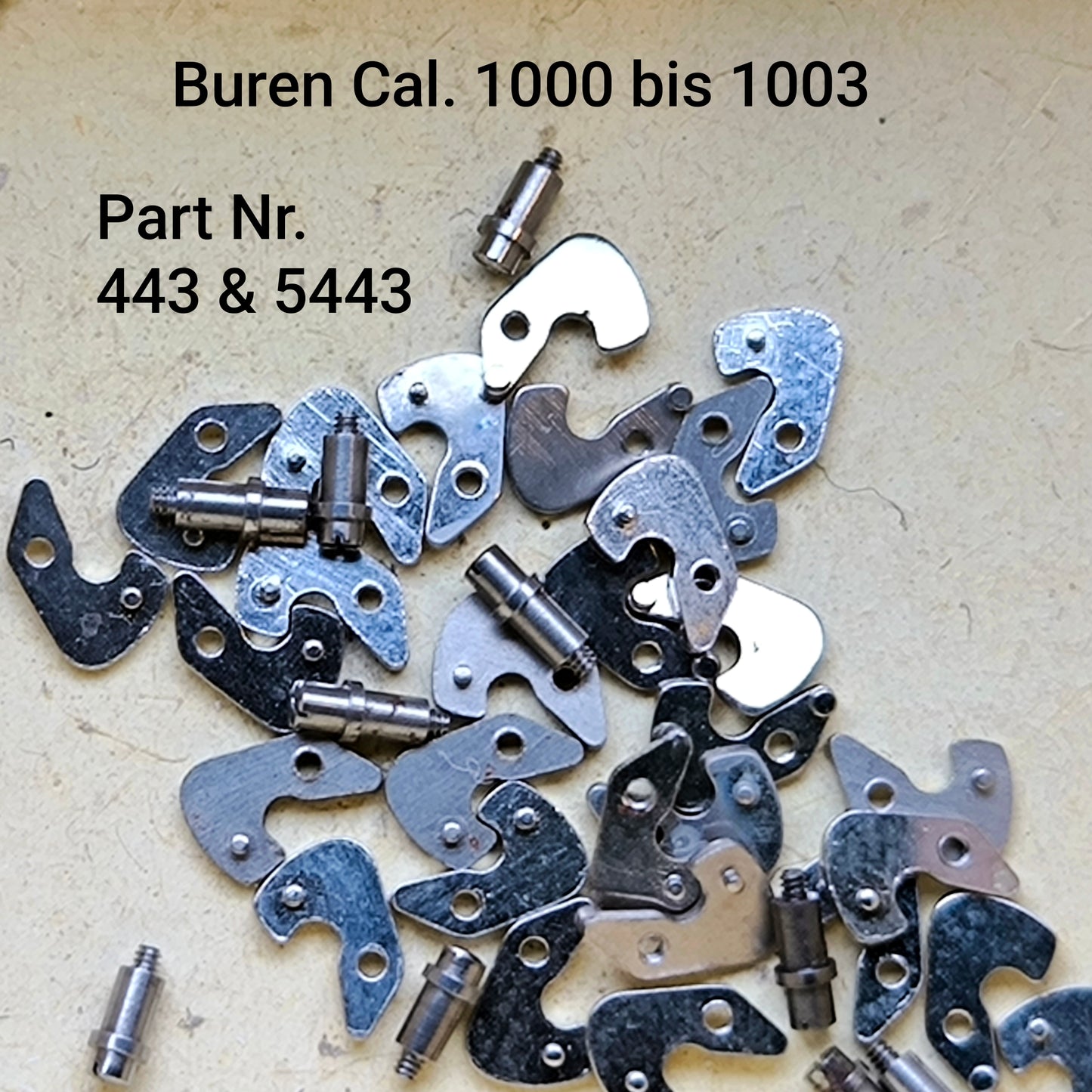 Buren NOS - Cal. 1000 - 1001 - 1002 - 1003 - Part. 443 & 5443 - Winkelhebel & Winkelhebelschraube - Setting Lever & Setting Lever Screw