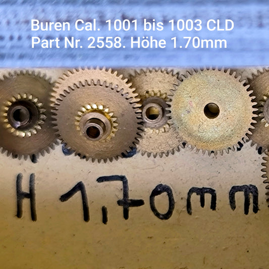 Buren NOS - Cal. 1000 - 1001 - 1002 - 1003 - Part. 2558 - Gesamthöhe / Total Height 1.70mm - Stundenrad mit Doppelzahnung - Double-toothing Hour Wheel