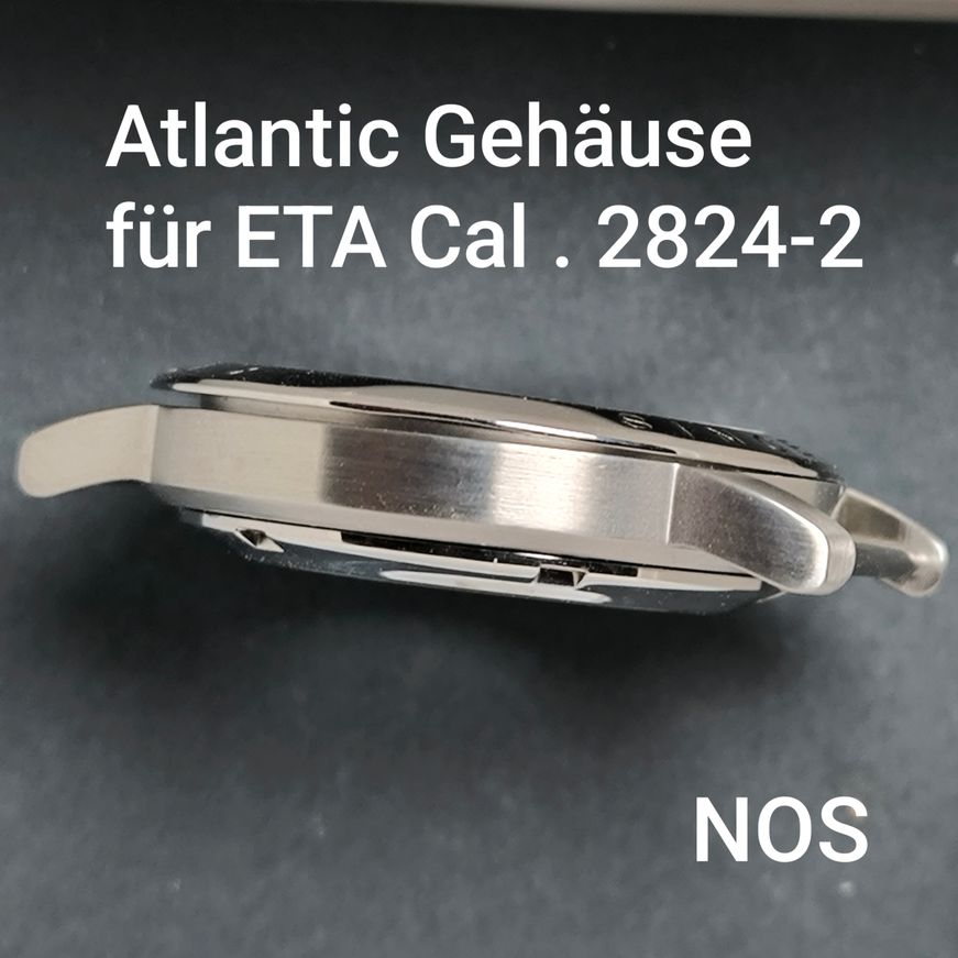 Atlantic - Vintage NOS - orig. Gehäuse, Krone & Glasboden - Stahl - für ETA Cal 2824