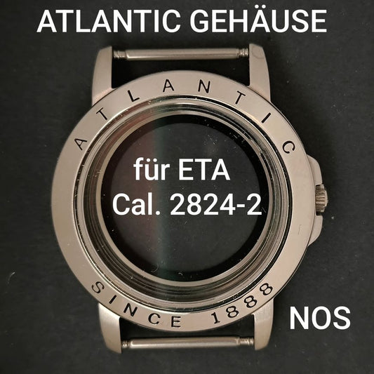 Atlantic - Vintage NOS - orig. Gehäuse, Krone & Glasboden - Stahl - für ETA Cal 2824