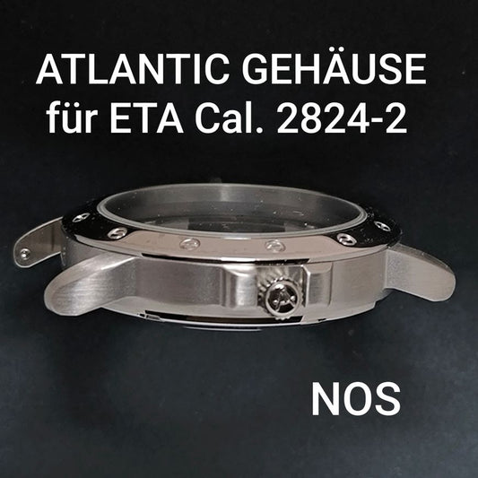 Atlantic - Vintage NOS - orig. Gehäuse, Krone & Glasboden - Stahl - für ETA Cal 2824