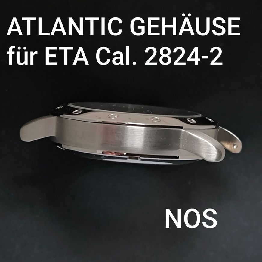 Atlantic - Vintage NOS - orig. Gehäuse, Krone & Glasboden - Stahl - für ETA Cal 2824