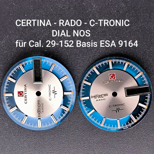 CERTINA - RADO - DIASTAR - C-TRONIC - ZIFFERBLATT / DIAL - NOS - Vintage - für Cal. Certina 29-152 / ESA-ETA 9164 Stimmgabel
