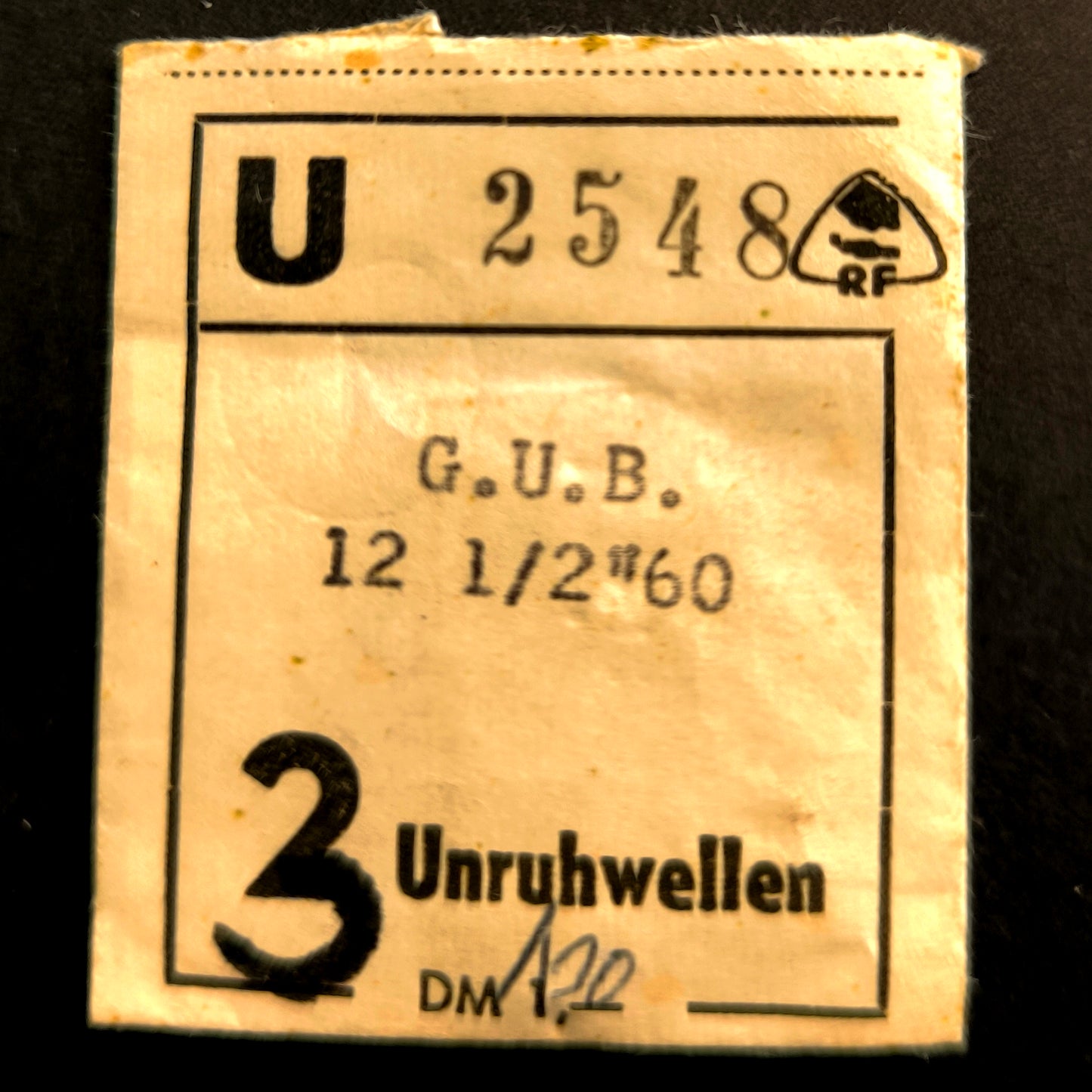 GUB - Cal. 60 - Unruhwelle / Balance Staff - NOS - Vintage - Nr. 723