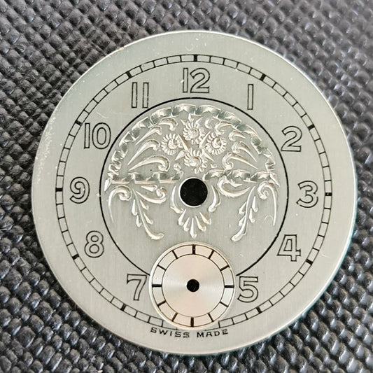 Helvetia - Zifferblatt / Dial - NOS - Vintage - Cal. 82 - Ende der 1930er Jahre - D = 21,8mm