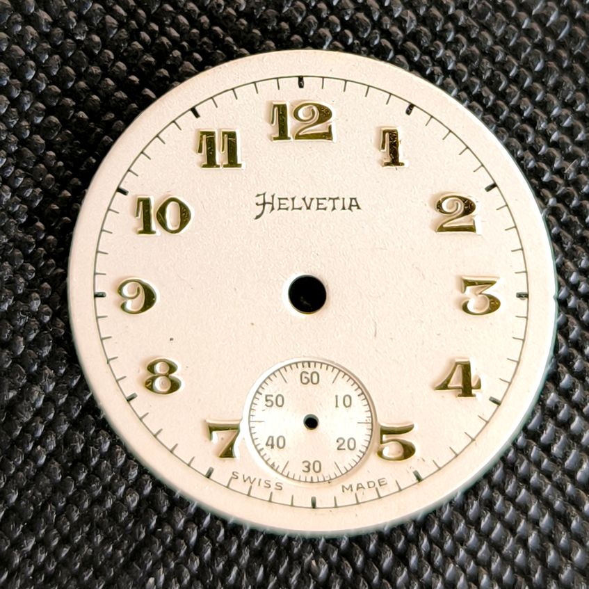 Helvetia - Zifferblatt / Dial - NOS - Vintage - Cal. 82 - 1930er-40er Jahre - D = 23,49mm