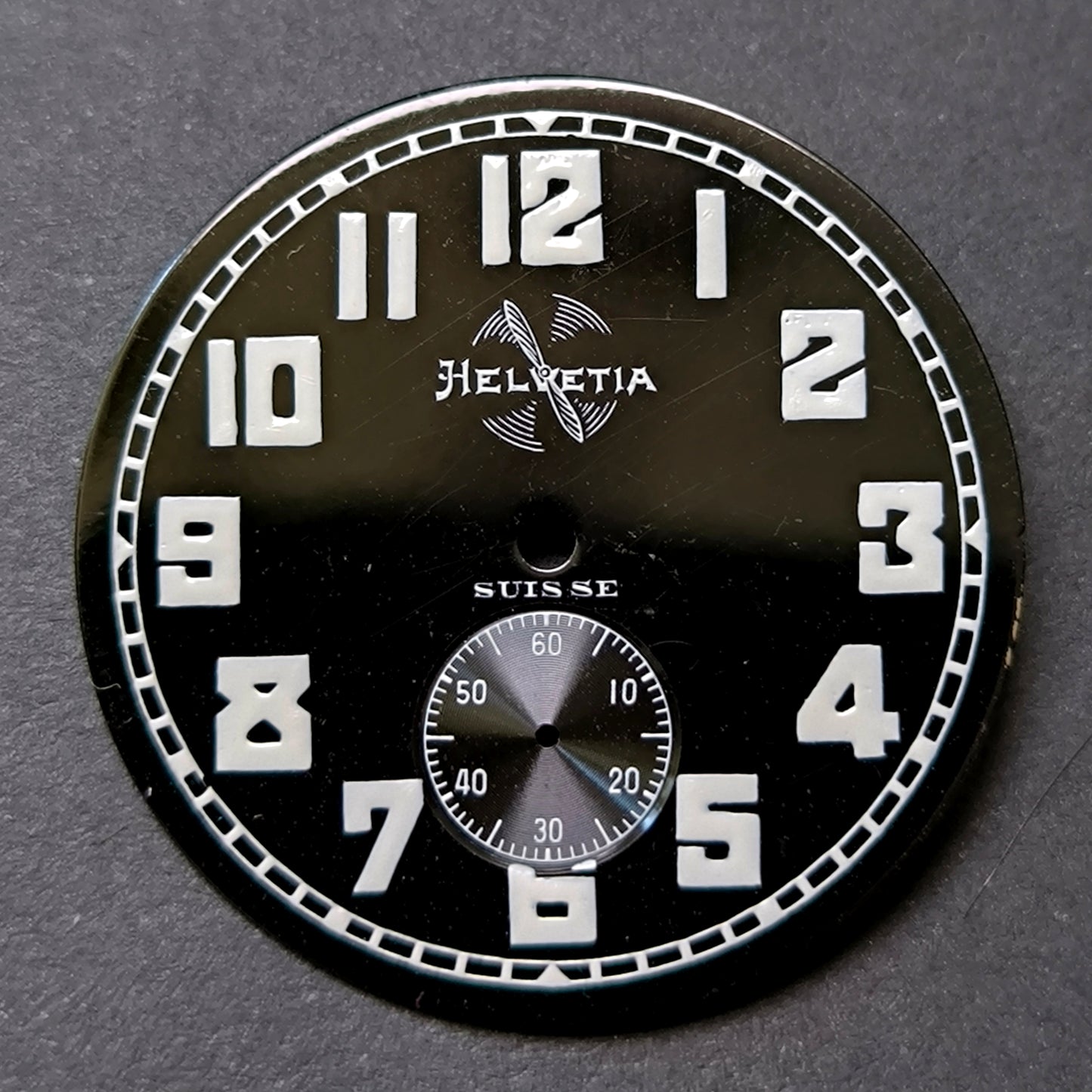 grosses Helvetia WK2 / Military - Flieger Zifferblatt / Dial - NOS - Vintage - D=31,0 mm - für Helvetia Cal. 82