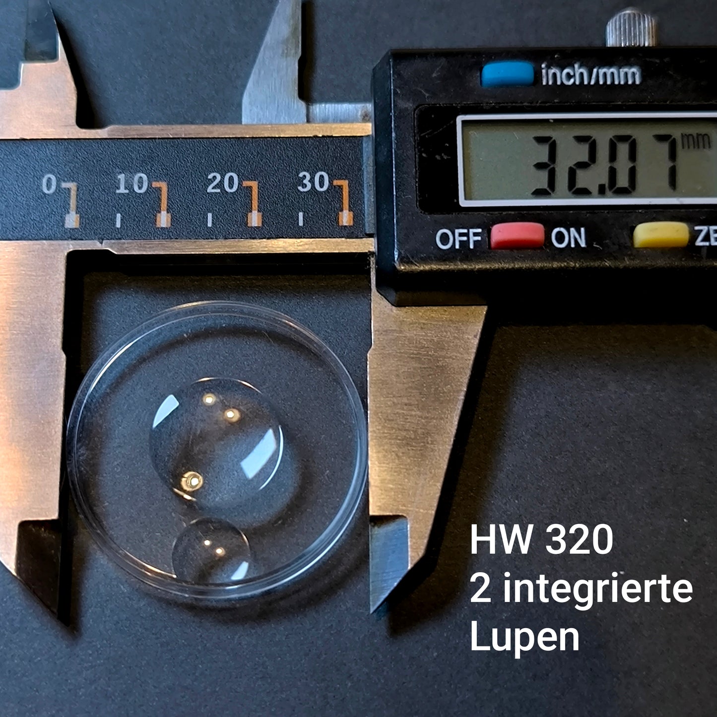 HW Glas - Sonderform Lupenglas - Kunststoff - NOS - Vintage - D = 320
