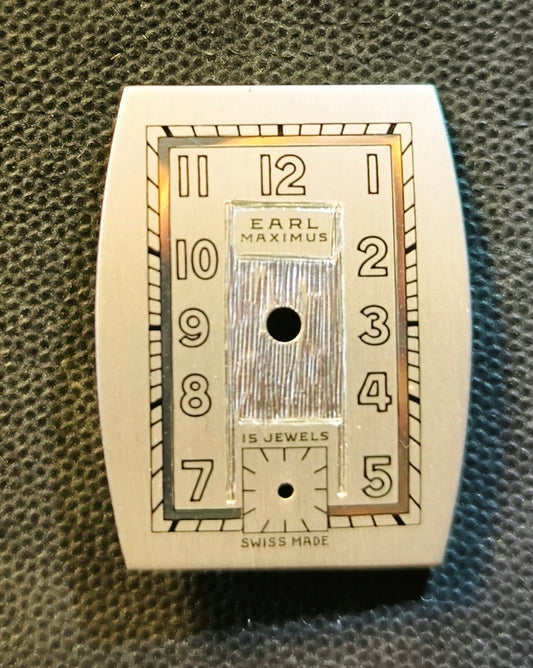 EARL MAXIMUS - NOS - original Helvetia Art Deco Zifferblatt - Aussenkanten L = 23,0mm X B = 17,9mm - für Helvetia Cal. 75 - 1930er Jahre