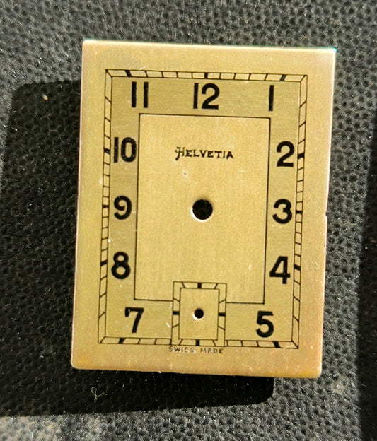 Helvetia - NOS - Art Deco Zifferblatt - L = 24,6mm X B = 18,7mm - für Helvetia Cal. 75 - 1930er Jahre