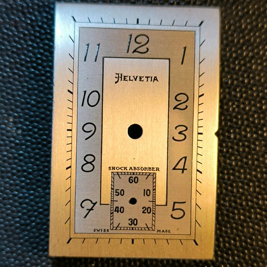 Helvetia - NOS - Art Deco Zifferblatt - L = 28,5mm X B = 18,6mm - für Helvetia Cal. 75 - 1930er Jahre