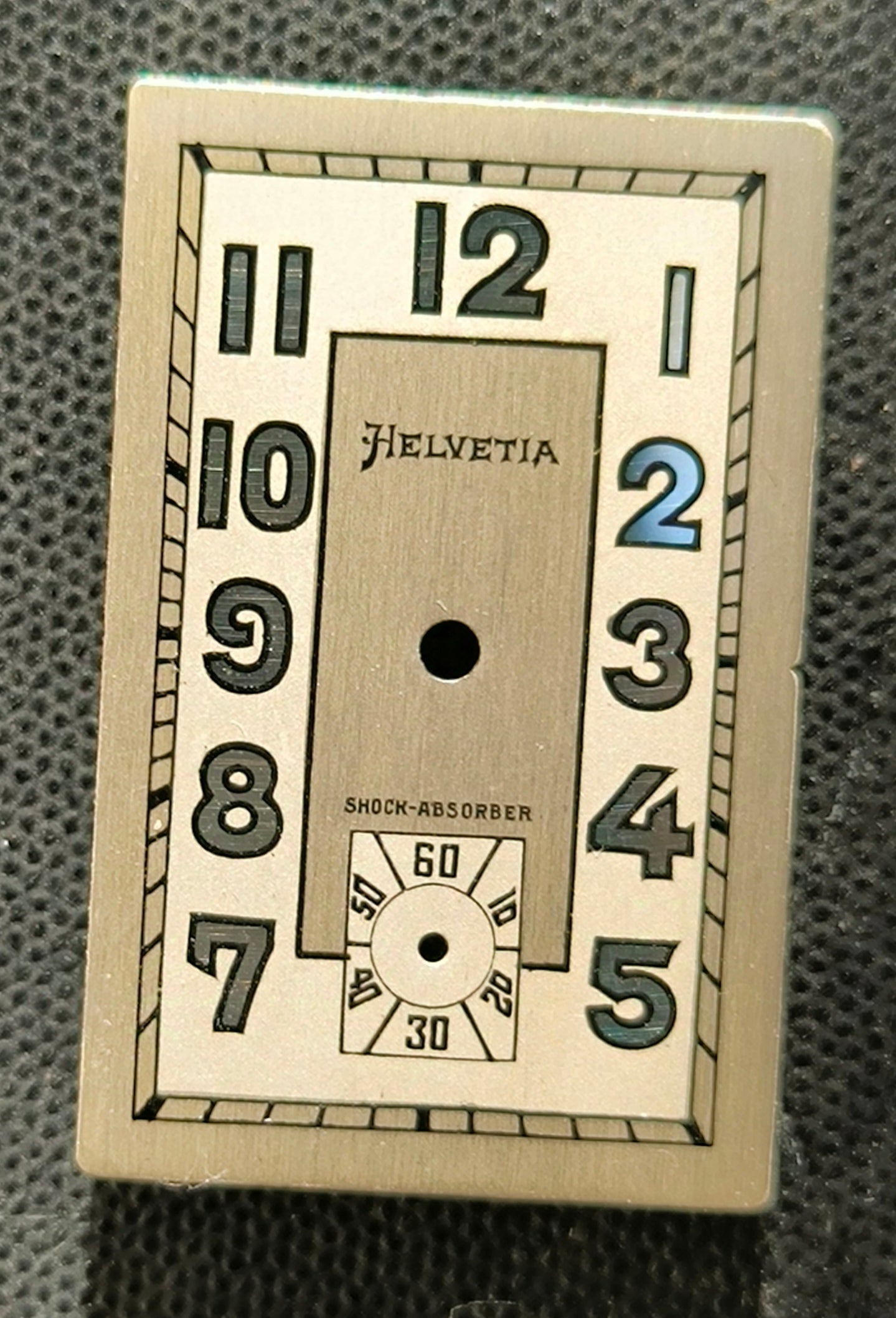 Helvetia - NOS - Art Deco Zifferblatt - L = 28,6mm X B = 18,3mm - für Helvetia Cal. 75 - 1930er Jahre