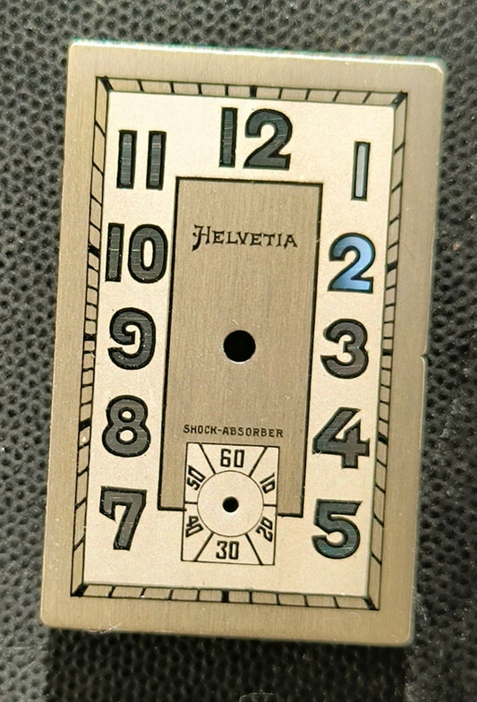 Helvetia - NOS - Art Deco Zifferblatt - L = 28,6mm X B = 18,3mm - für Helvetia Cal. 75 - 1930er Jahre