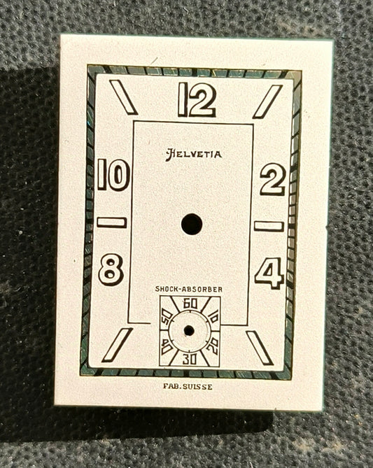 Helvetia - NOS - Art Deco Zifferblatt - L = 27,0mm X B = 19,6mm - für Helvetia Cal. 75 - 1930er Jahre