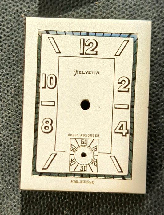 Helvetia - NOS - Art Deco Zifferblatt - L = 27,0mm X B = 19,6mm - für Helvetia Cal. 75 - 1930er Jahre
