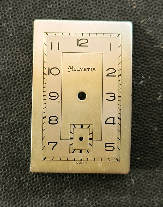 Helvetia - NOS - Art Deco Zifferblatt - L = 28,3mm X B = 18,3mm - für Helvetia Cal. 75 - 1930er Jahre