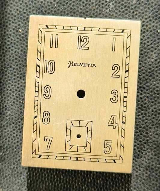 Helvetia - NOS - Art Deco Zifferblatt - L = 28,0mm X B = 20,4mm - für Helvetia Cal. 75 - 1930er Jahre