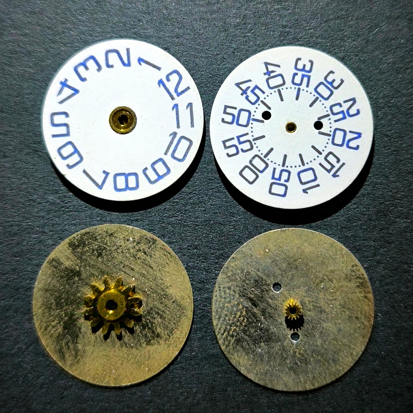 Amida Digital - Minutenscheibe & Stundenscheibe - NOS - AMIDA Cal. 420, 425, 435, 4350 ... - Weiß & Blau