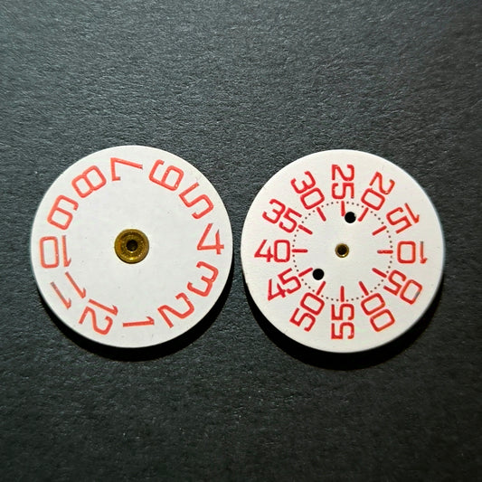 Amida Digital - Minutenscheibe & Stundenscheibe - NOS - AMIDA Cal. 420, 425, 435, 4350 - Weiß & Rot