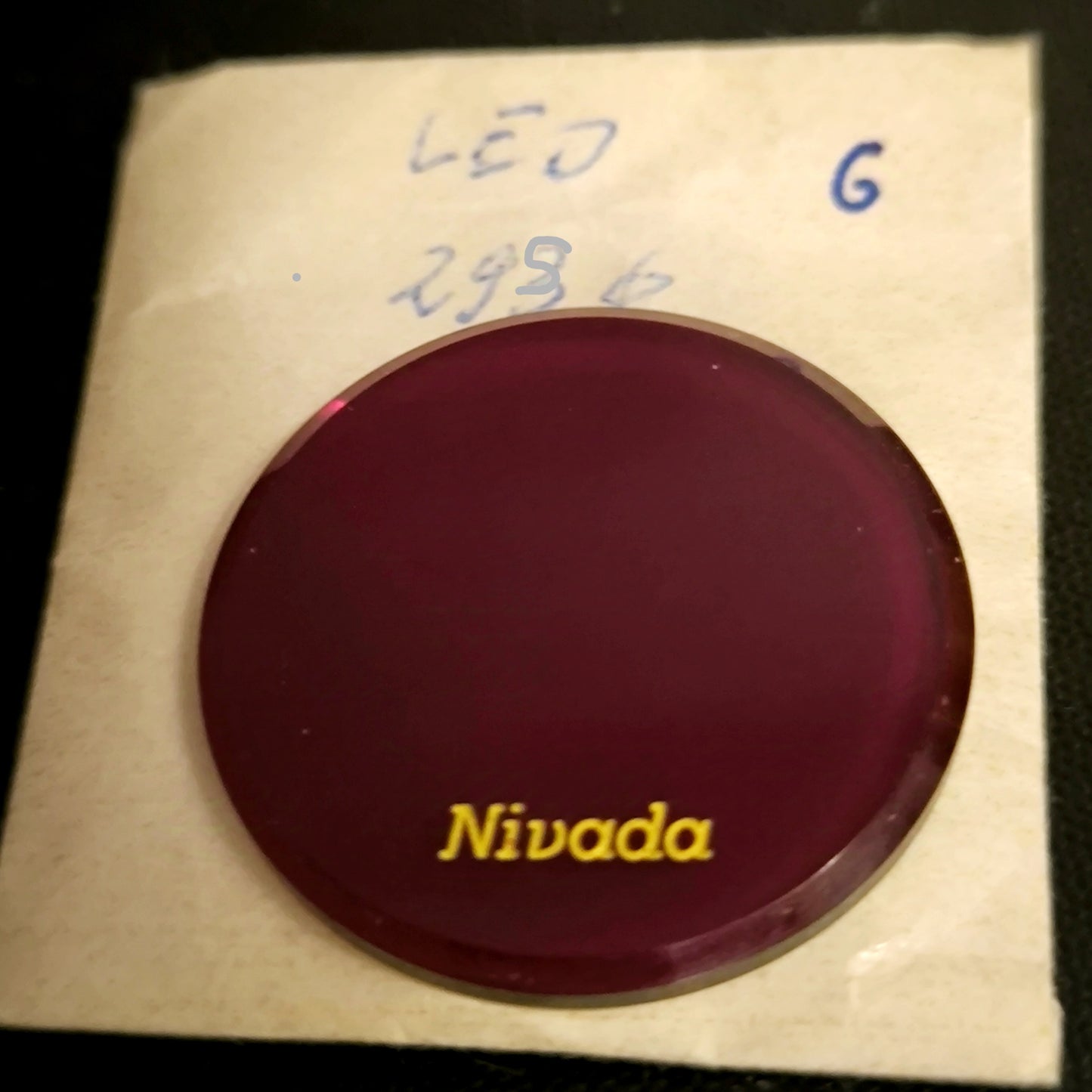 LED - NOS Uhrglas in Rot - Nivada - Druck in gelb/golden - Durchmesser 295