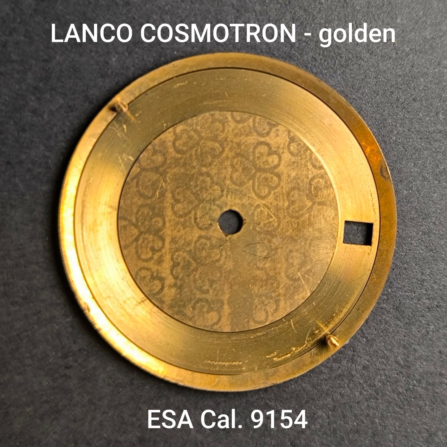 LANCO COSMOTRON - ZIFFERBLATT / DIAL in golden - NOS - Vintage - für ESA/ETA Cal. 9154