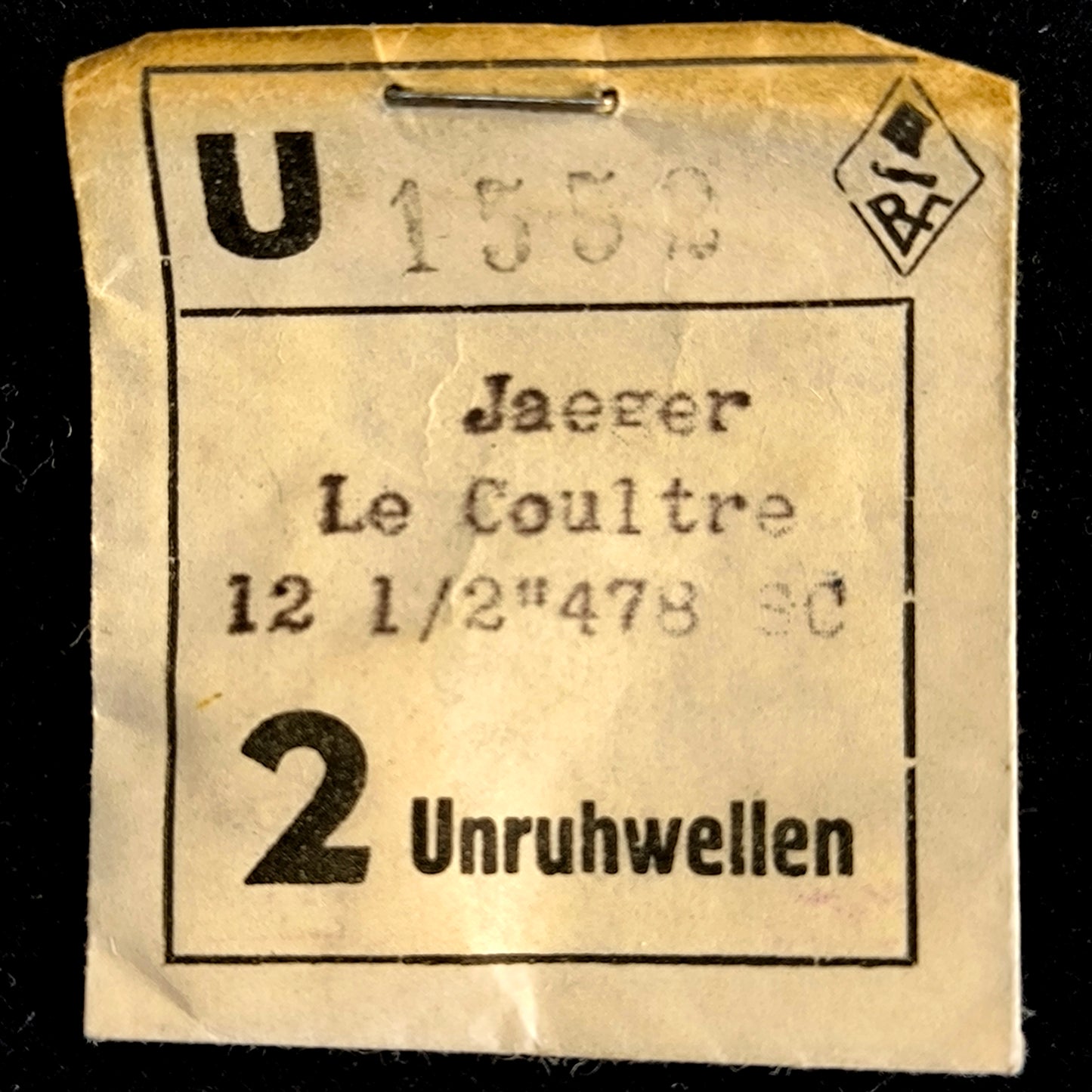 Jaeger LeCoultre - Cal. 478 SC - = ident. Cal.449, 450, 452, 463, 464, 468, 469, 484, 488 - Unruhwelle / Balance Staff - NOS - Vintage - Part Nr. 723