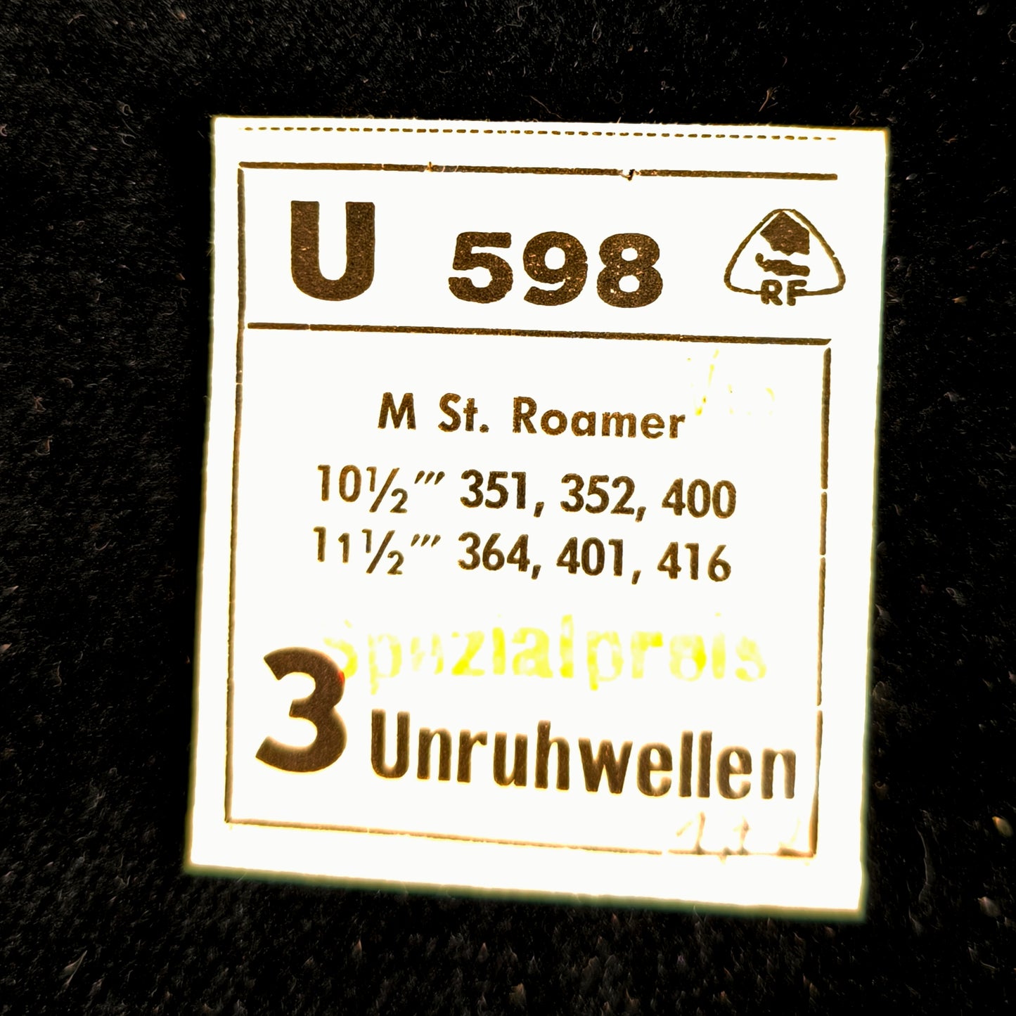 MST - ROAMER - Medana - Unruhwelle / Balance Staff - Cal. 351 =ident. Cal. 352, 364, 400, 401, 416 - NOS - Vintage - Nr. 723