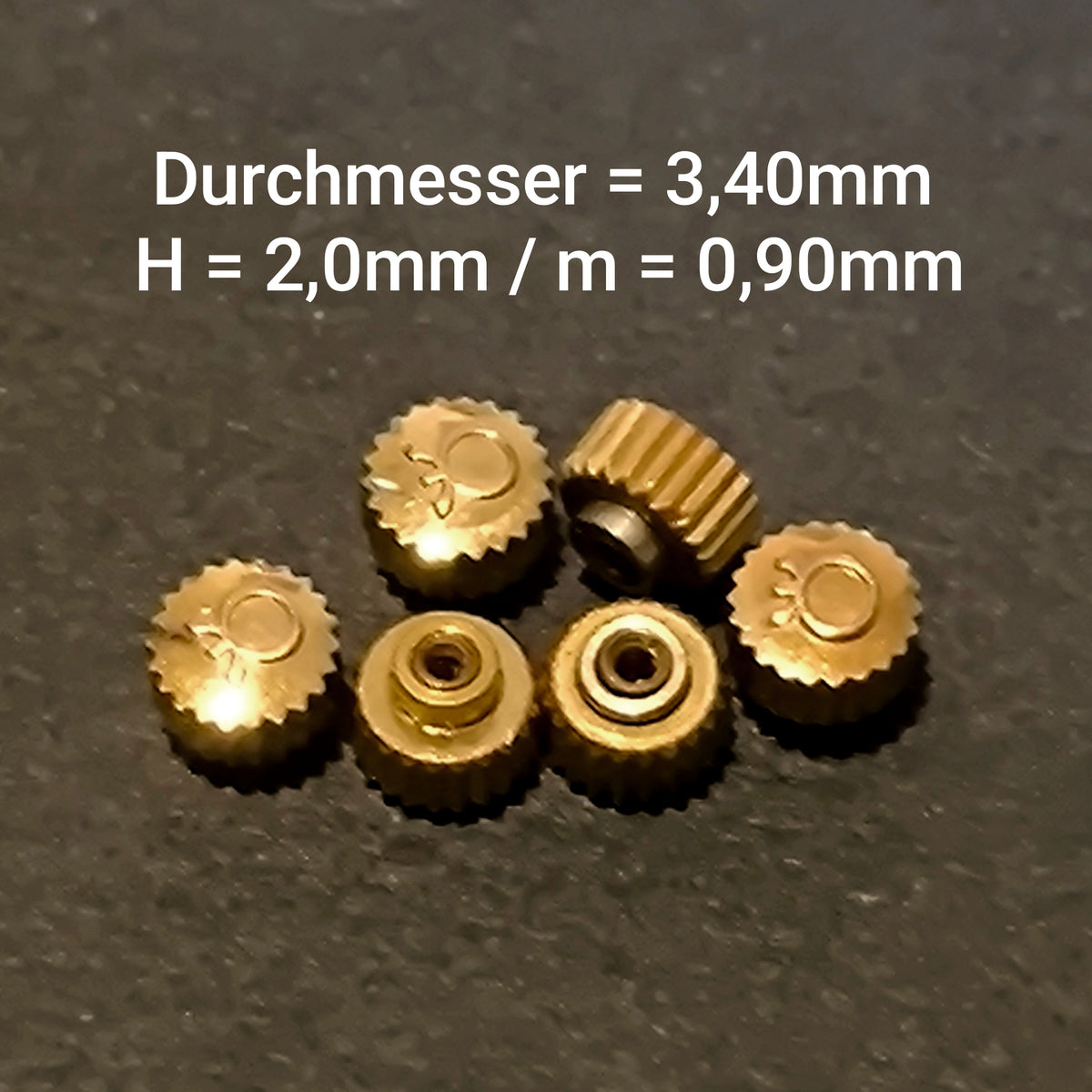 MILUS - KRONE / Crown  - NOS - Vintage - Dbl gelbgolden - Durchmesser 3,4mm